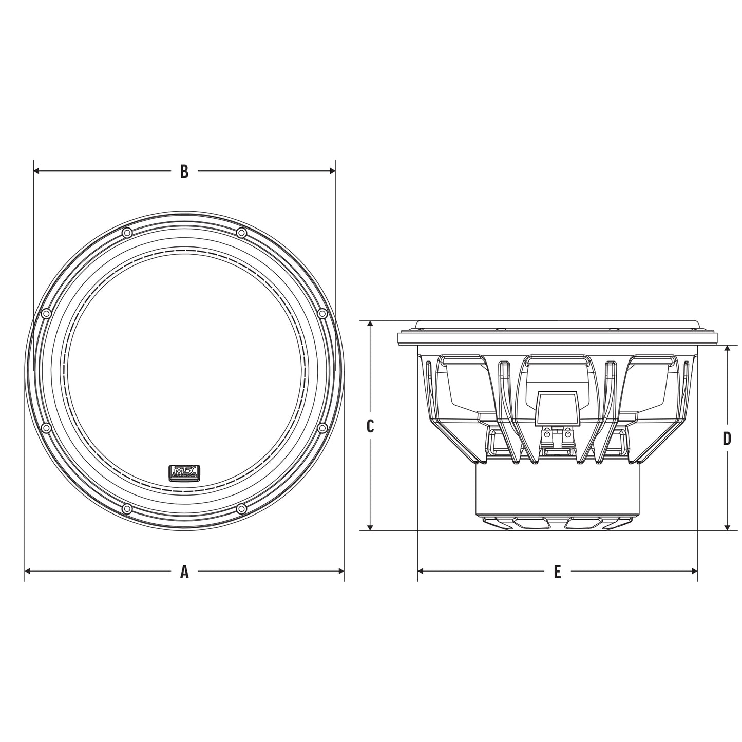 MTX 75 SERIES 12" DUAL 2 OHM SUBWOOFER (750WRMS/7.5" MOUNTING DEPTH)