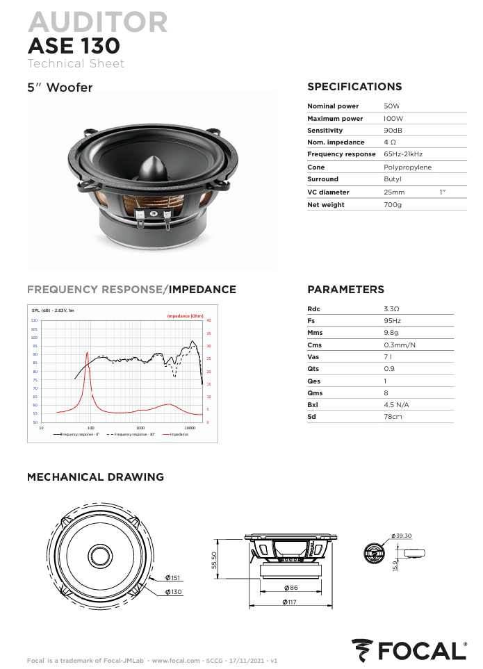 Focal Auditor 2-Way 5.25" Component Speaker System