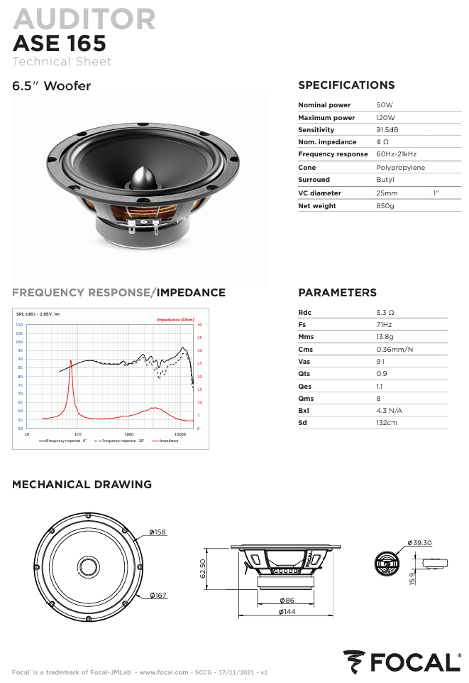 Focal Auditor 2-Way 6.5" Component Speaker System