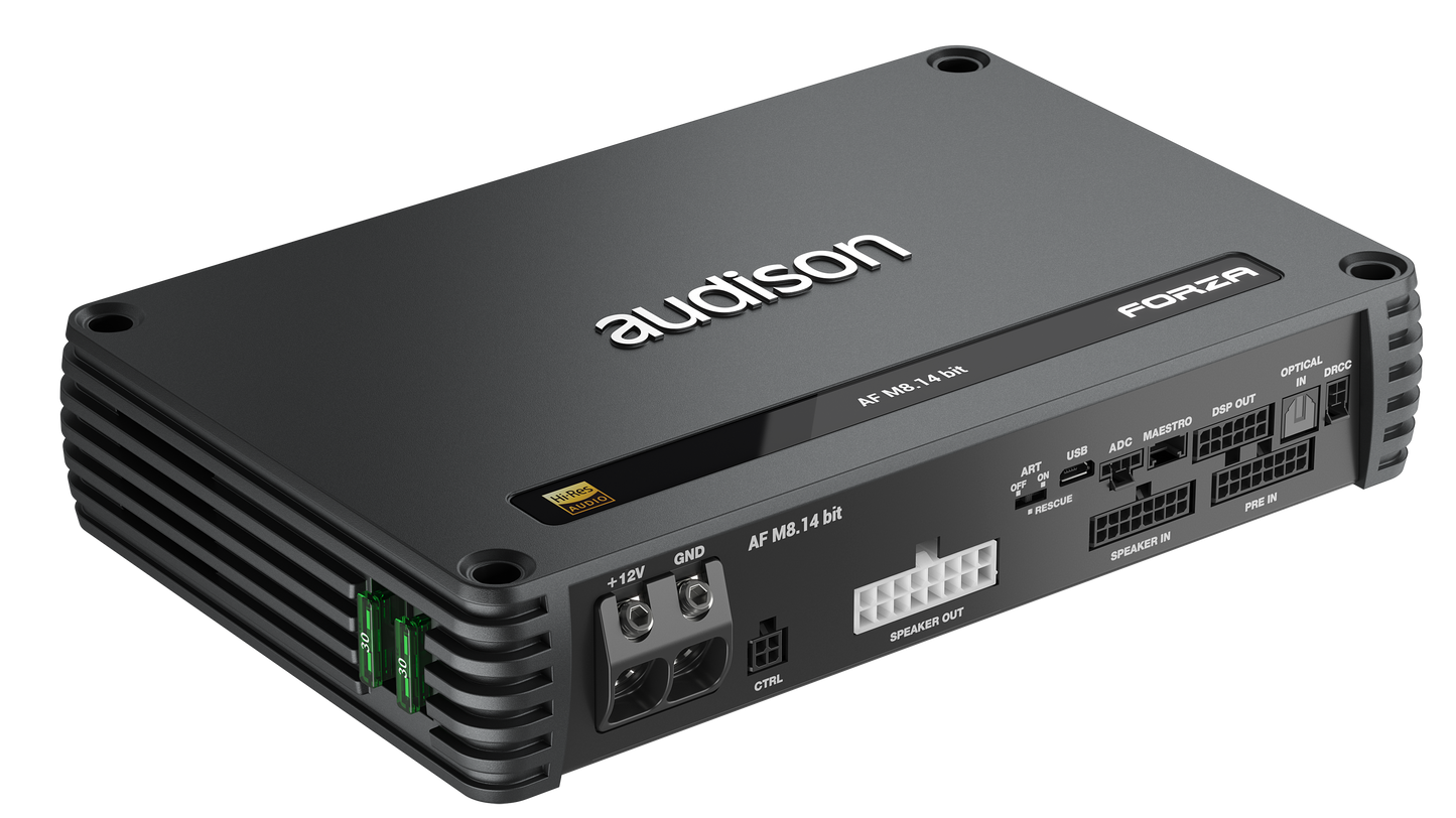 Audison DSP Amplifier | 1120 W | 14 CH DSP + 8 x 140 W @ 2 ohm | D-class Fully Bridgeable