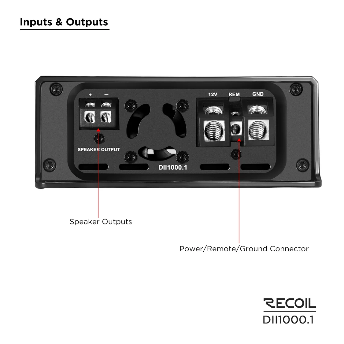 DII1000.1 - Ultra Compact Class-D Mono Car Audio Amplifier, Max 2,000 Watts, 2-4 OHM Stable, Bridgeable
