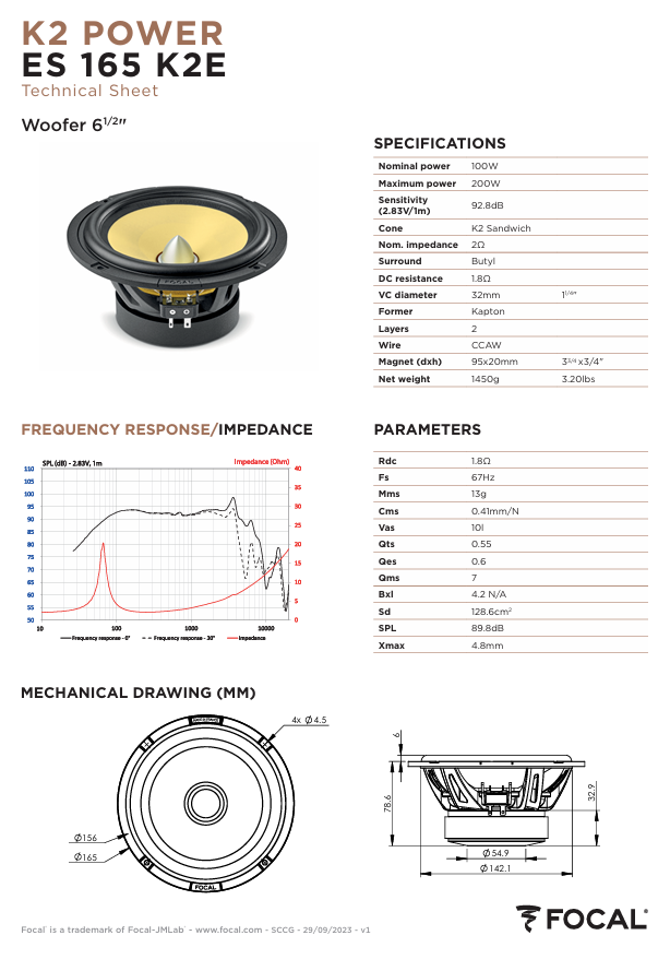 FOCAL K2 POWER EVO KEVLAR 2 WAY 6.5" 2 WAY SPEAKER SYSTEM