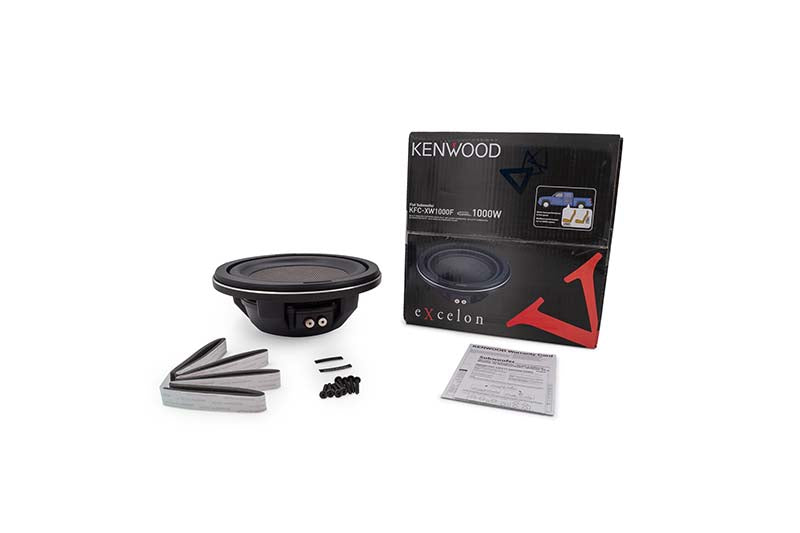 Kenwood Excelon 10" Shallow Subwoofer, Carbon Glass Fibre, 4Ohm, Only 3-3/8" Depth, 250W RMS Input Power, 1000W Peak, 2-Year Warranty