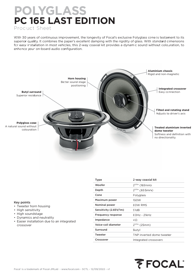 FOCAL POLYGLASS 6.5 COAXIAL SPEAKERS