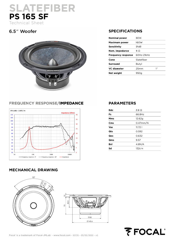 FOCAL SLATE FIBER 6.5" COMPONENT SPEAKERS SYSTEM
