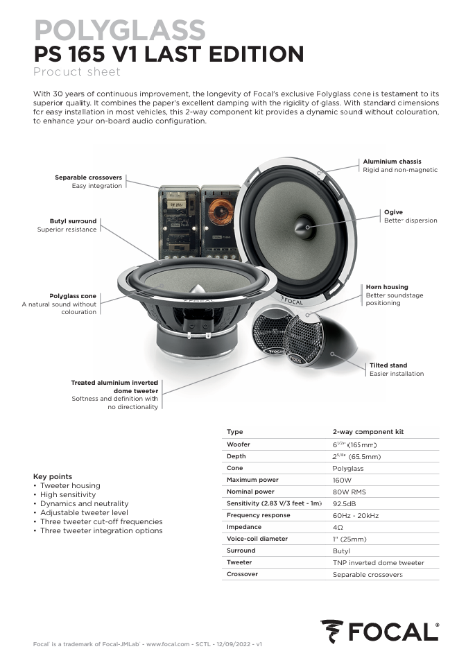FOCAL POLYGLASS SERIES 6.5" COMPONENT SPEAKER SYSTEM