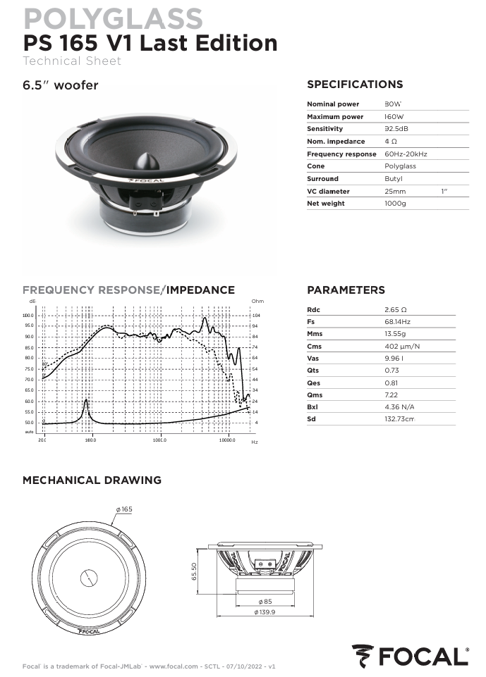 FOCAL POLYGLASS SERIES 6.5" COMPONENT SPEAKER SYSTEM