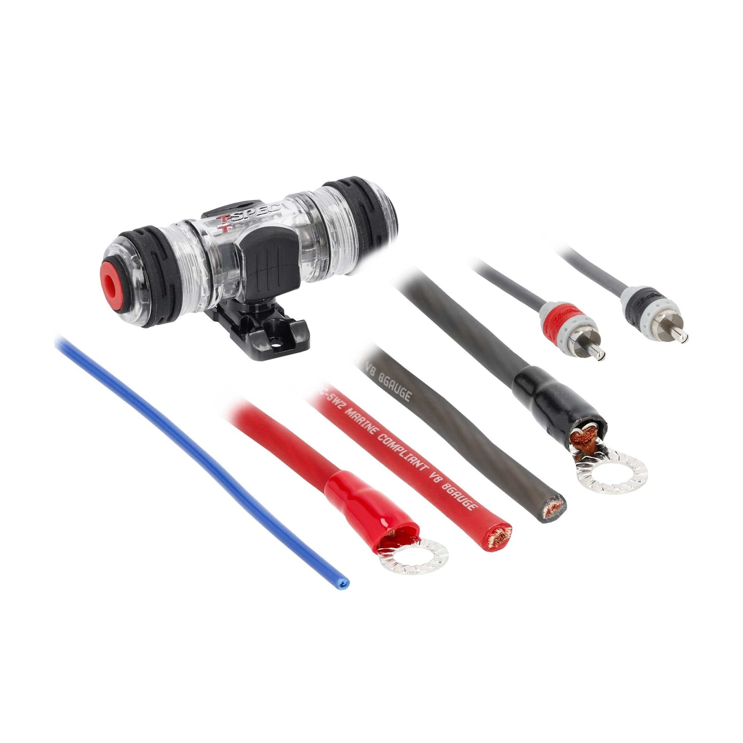 V8-AK8 T-SPEC v8 8 AWG Amp Kit - 600 W with RCA Cable