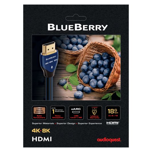 AudioQuest Blueberry 18 0.75m 4K-8K High Speed HDMI Cable w/ 18Gbps, UHD, HDR & eARC