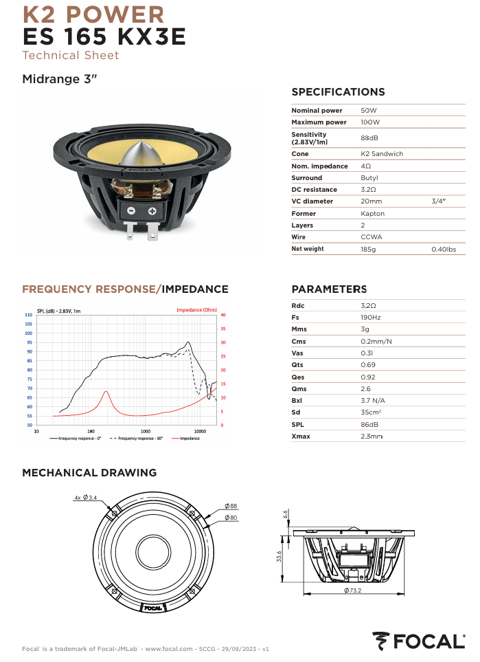 FOCAL K2 POWER EVO 3 WAY COMPONENT SPEAKER SYSTEM