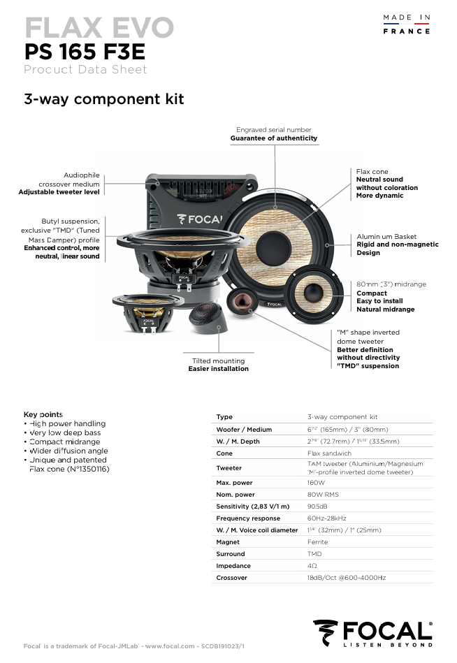 Focal Flax Evo 3-Way 6.5" Component Speaker System