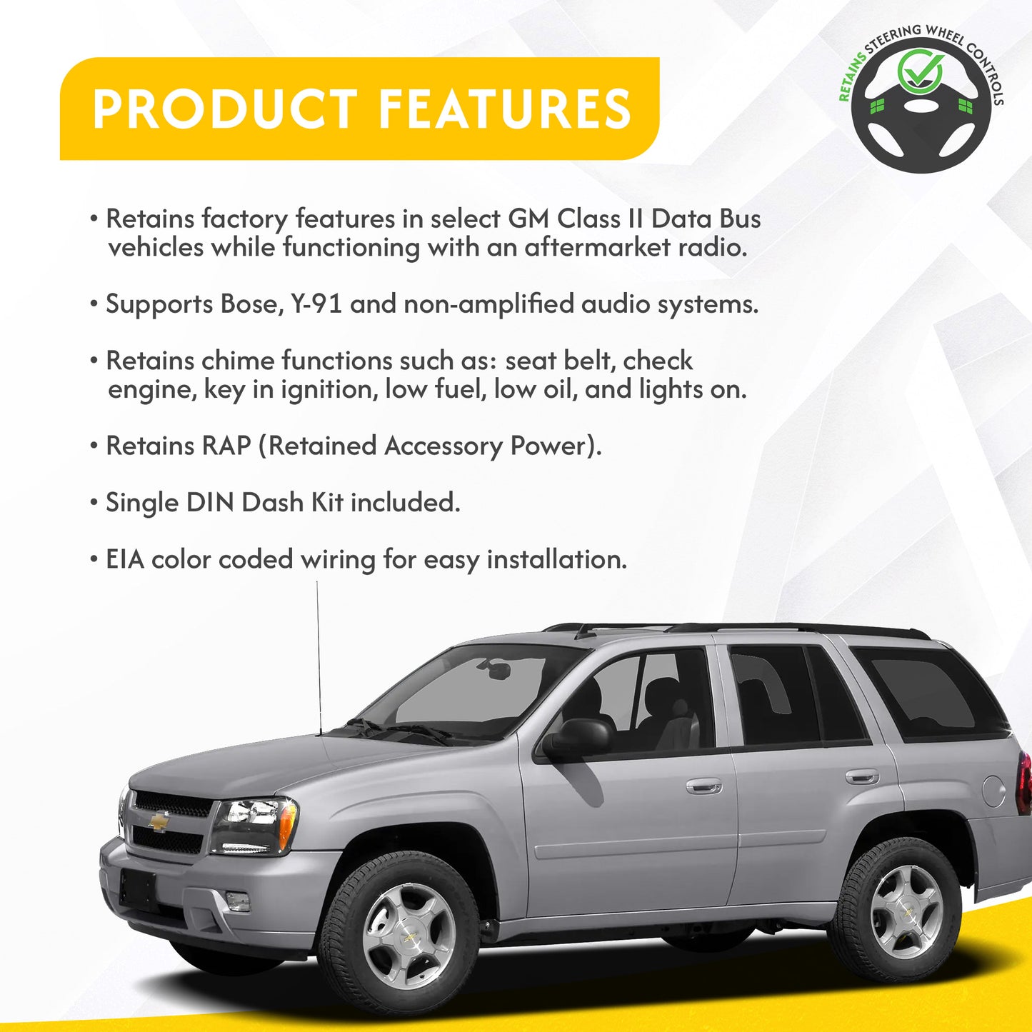 DKGMC2S CRUX with Single DIN Dasjh Kit for GM Class II Vehicles with Amplified  and Non Amplified Systems