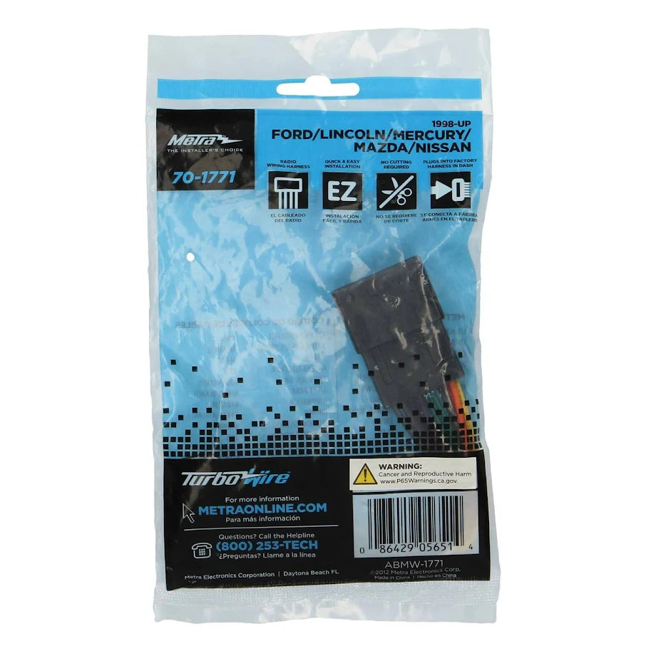 70-1771 Metra Radio Wiring Harness Fits select Ford/Lincoln/Mazda/Mercury/Niss1998-2011