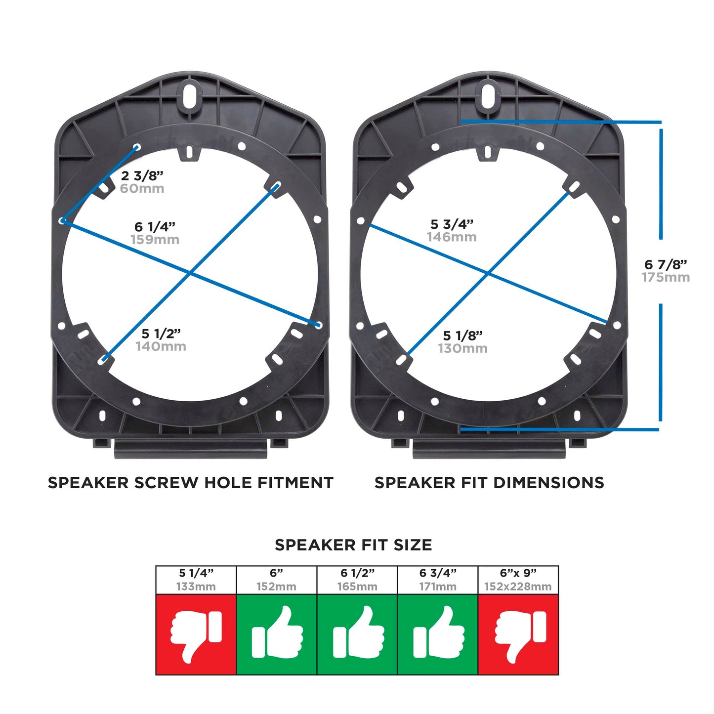 82-3020 07-13 CHEV SILVERADO/GM SIERRA FACTORY REAR 6.5" SPEAKER ADAPTOR PLATE