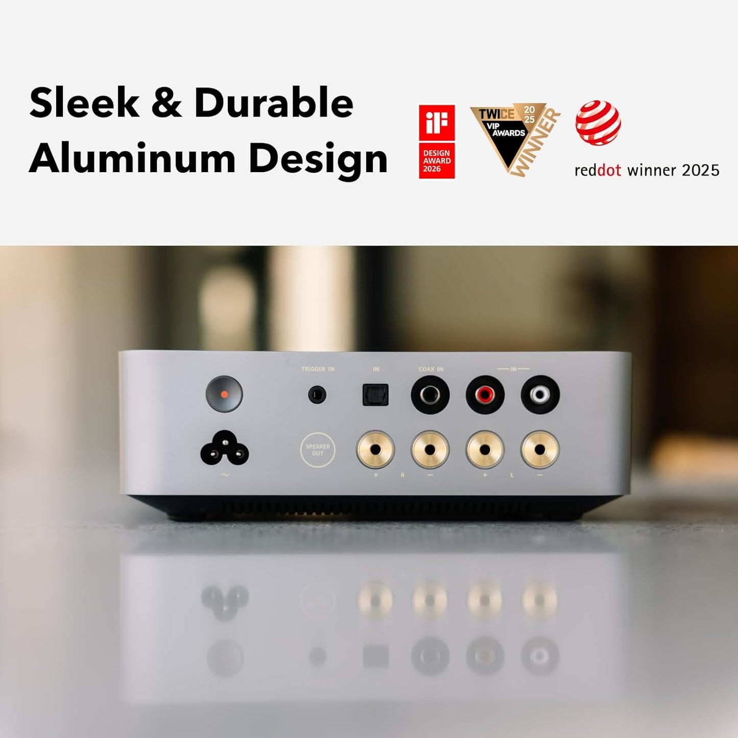 WiiM Vibelink Amp | 100W Power Amplifier with Premium ESS 9039Q2M DAC and TI TPA3255 | Compatible with WiiM Mini, Pro, Pro Plus, and Ultra | RCA, Coax, and Optical Inputs | Space Gray
