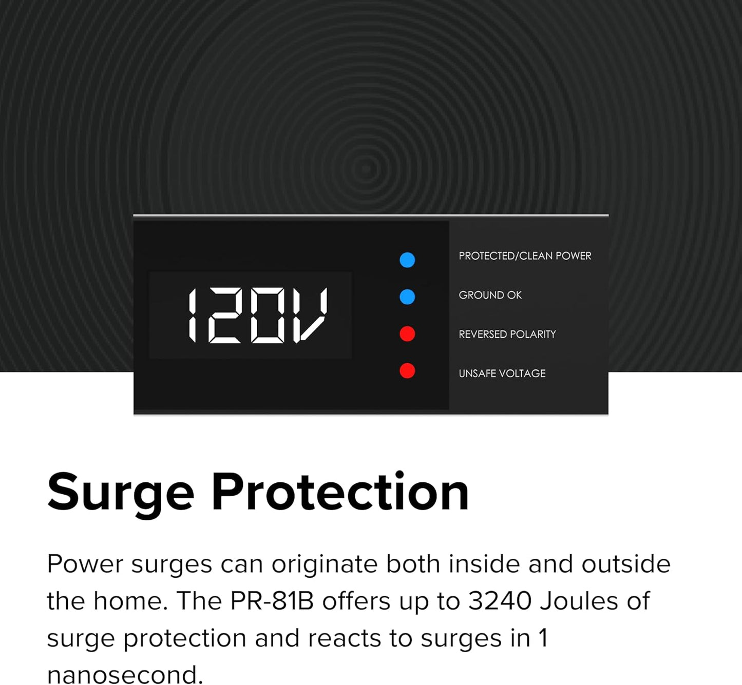 Elac Protek PR-81B 9 Outlet Component Smart Surge Protector with Bluetooth LE