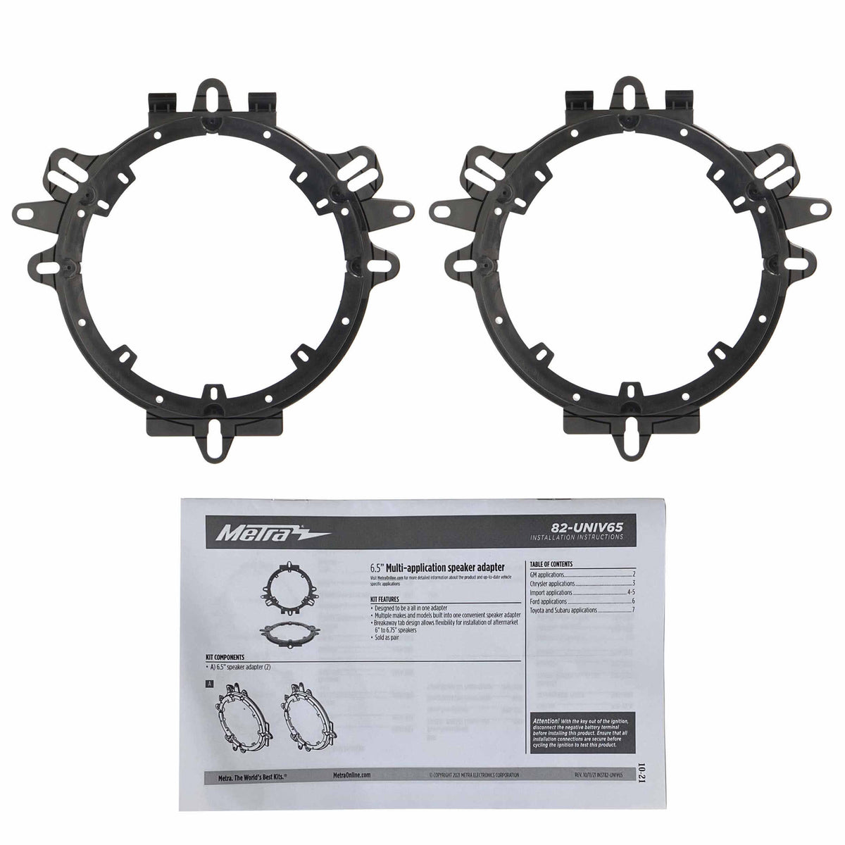 82-UNIV65 Metra Universal Multi-App - 6" & 6.75" Speaker Adapters