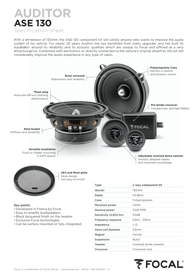 Focal Auditor 2-Way 5.25" Component Speaker System