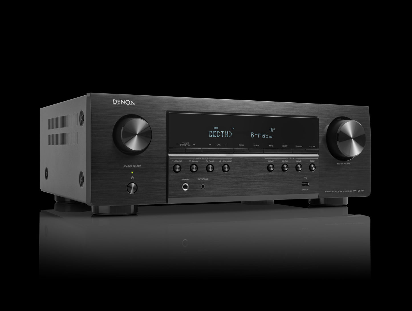 Denon AVR-S670H 5.2-channel home theater receiver with Wi-Fi®, Bluetooth®, Apple AirPlay® 2, and Amazon Alexa compatibility