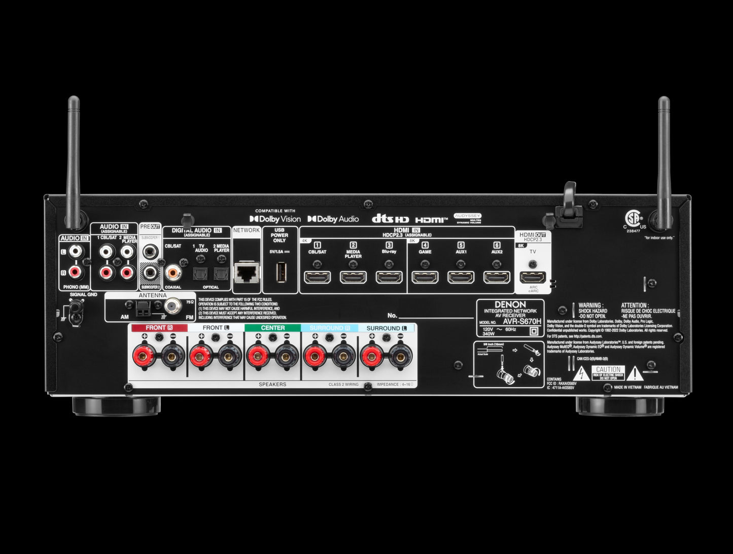 Denon AVR-S670H 5.2-channel home theater receiver with Wi-Fi®, Bluetooth®, Apple AirPlay® 2, and Amazon Alexa compatibility