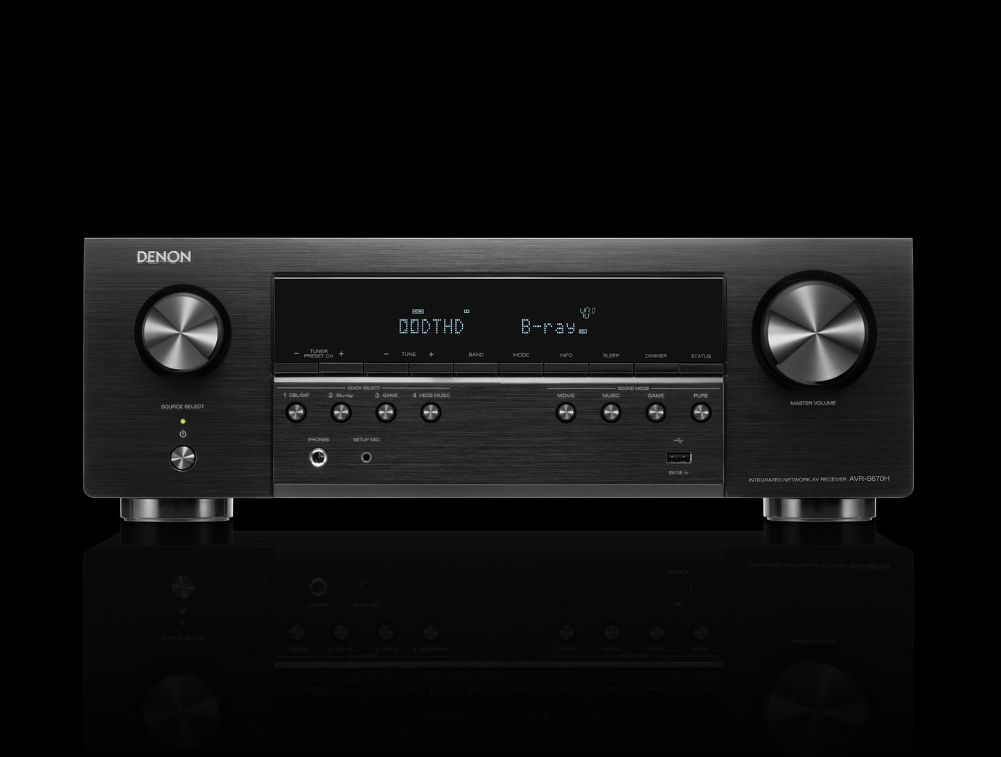 Denon AVR-S670H 5.2-channel home theater receiver with Wi-Fi®, Bluetooth®, Apple AirPlay® 2, and Amazon Alexa compatibility