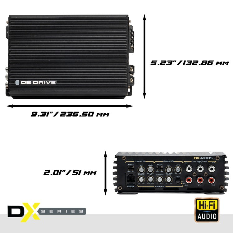 DX-A1005 DB Drive DX Amplifier (4 x 80W + 1 x 200W Rated - Class D 5-Channel)