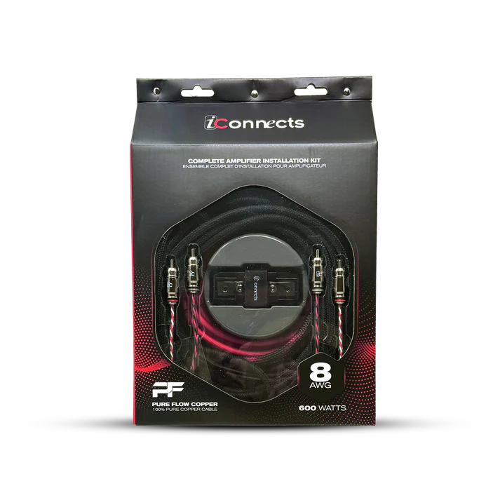 ICPRO600K iConnects 8 AWG 600 Watts/ 60 a 2 Ch Pro Series Amp Installation Kit
