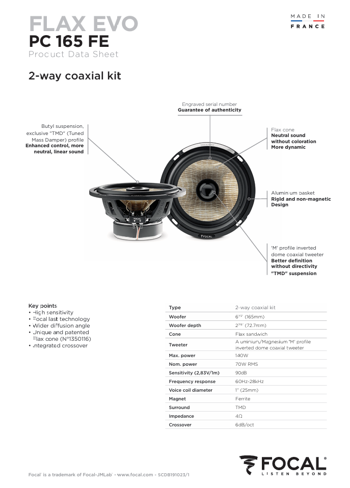 Focal Flax Evo 6.5" Coaxial Speakers