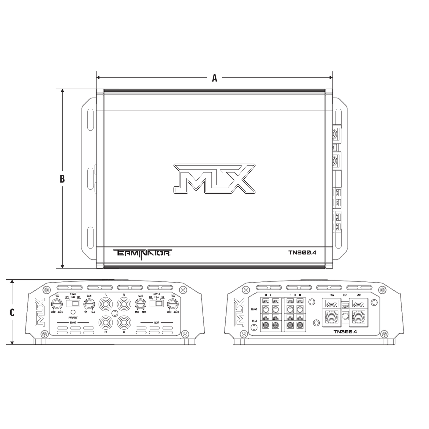 TN300.4 MTX Terminator 300-Watt RMS Full Range Class D 4-Channel Amplifier