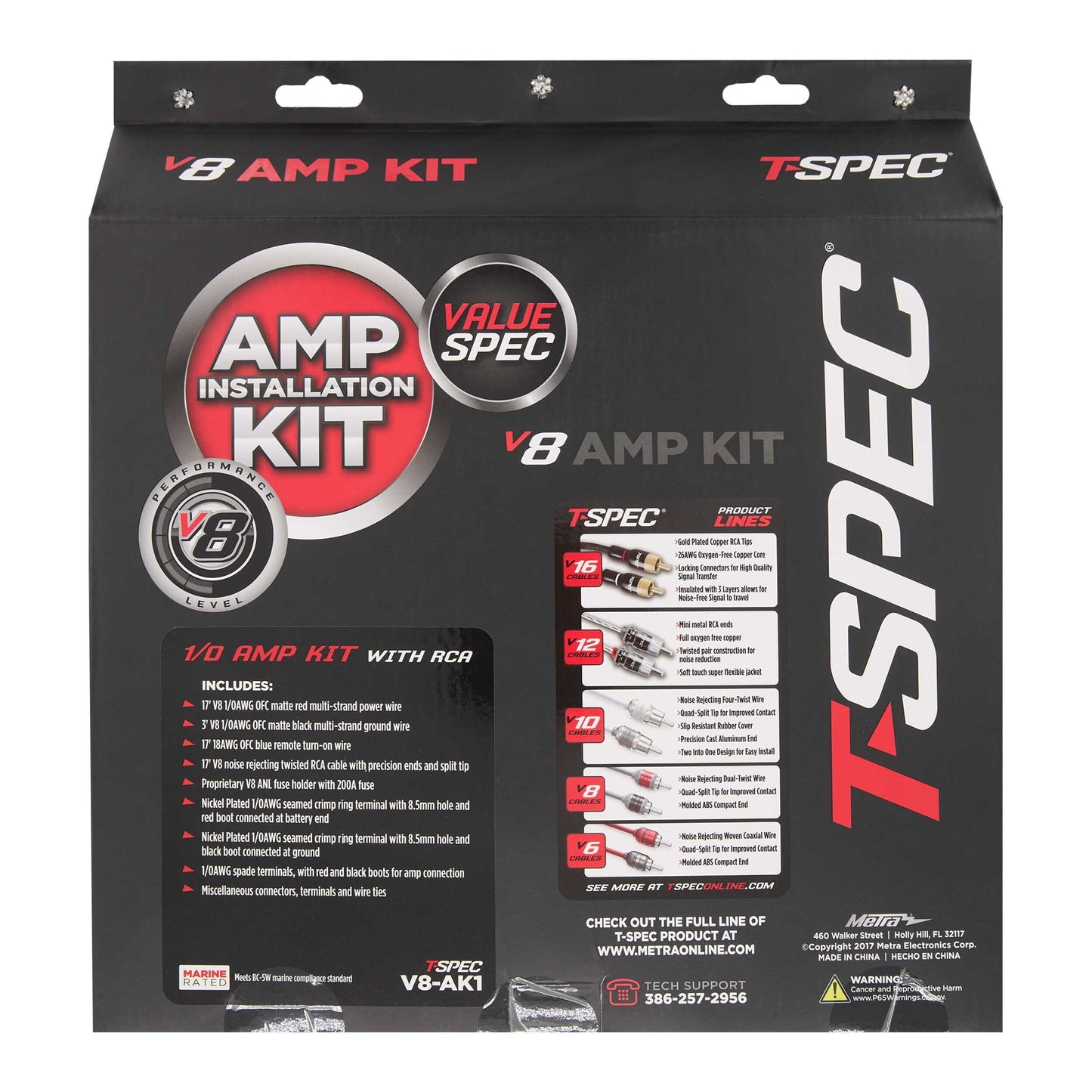 V8-AK1 T-Spec v8 Series Amplifier Installation Kit (1/0 Ga. - ANL - 100% OFC)