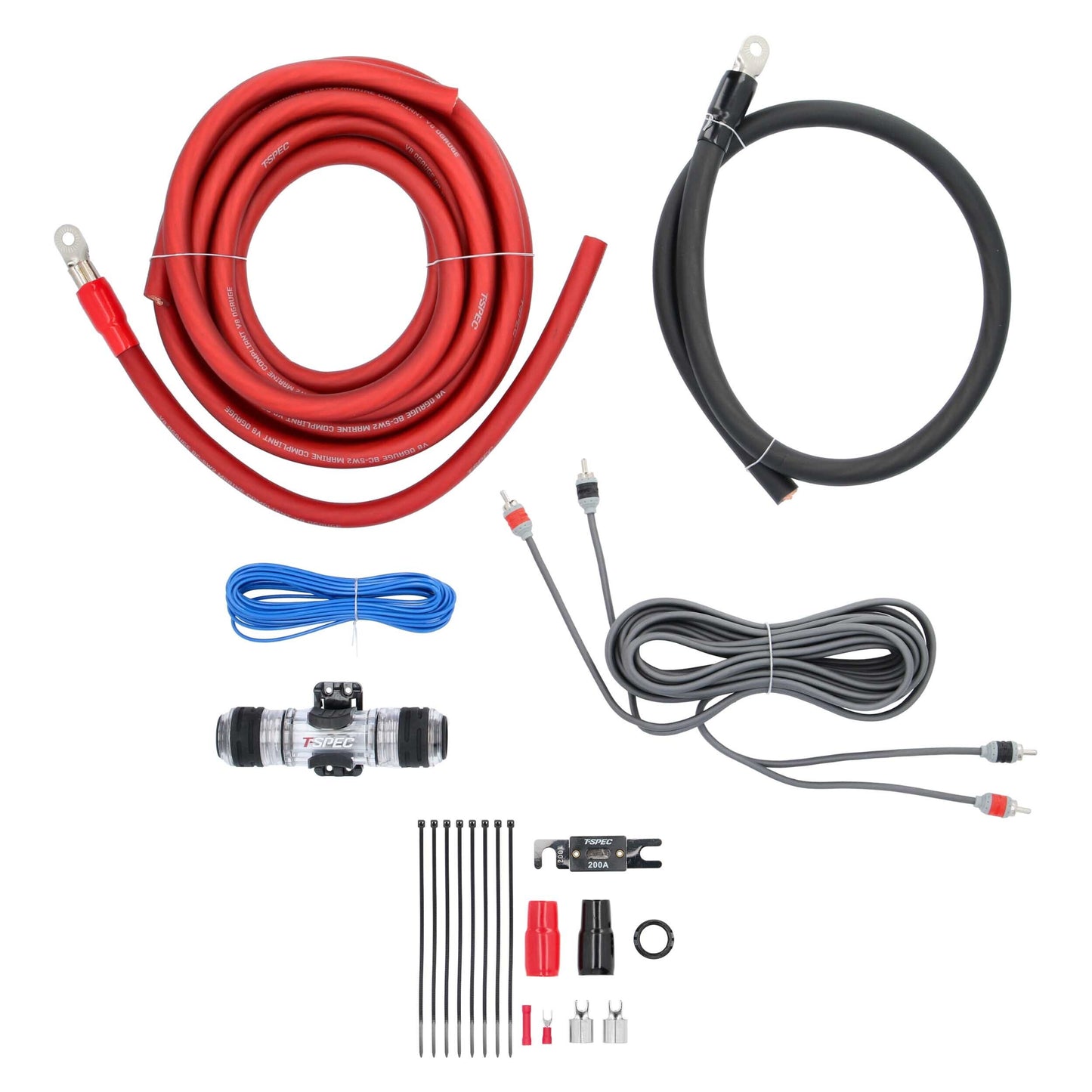 V8-AK1 T-Spec v8 Series Amplifier Installation Kit (1/0 Ga. - ANL - 100% OFC)