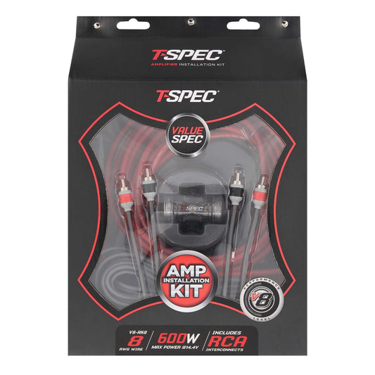 V8-AK8 T-SPEC v8 8 AWG Amp Kit - 600 W with RCA Cable