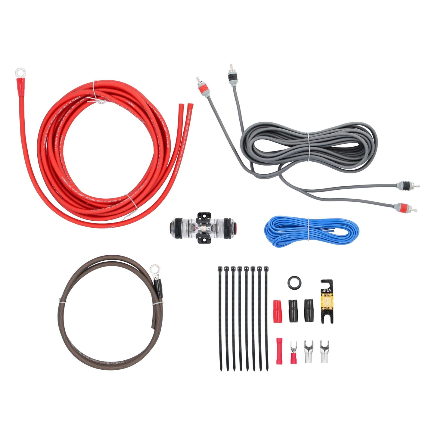 V8-AK8 T-SPEC v8 8 AWG Amp Kit - 600 W with RCA Cable