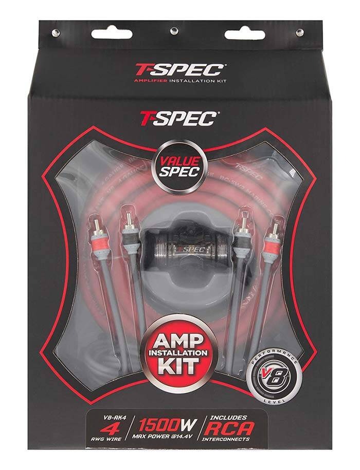 V8-AK4 T-Spec v8 Series Amplifier Installation Kit (4 Ga. - Mini ANL - 100% OFC)