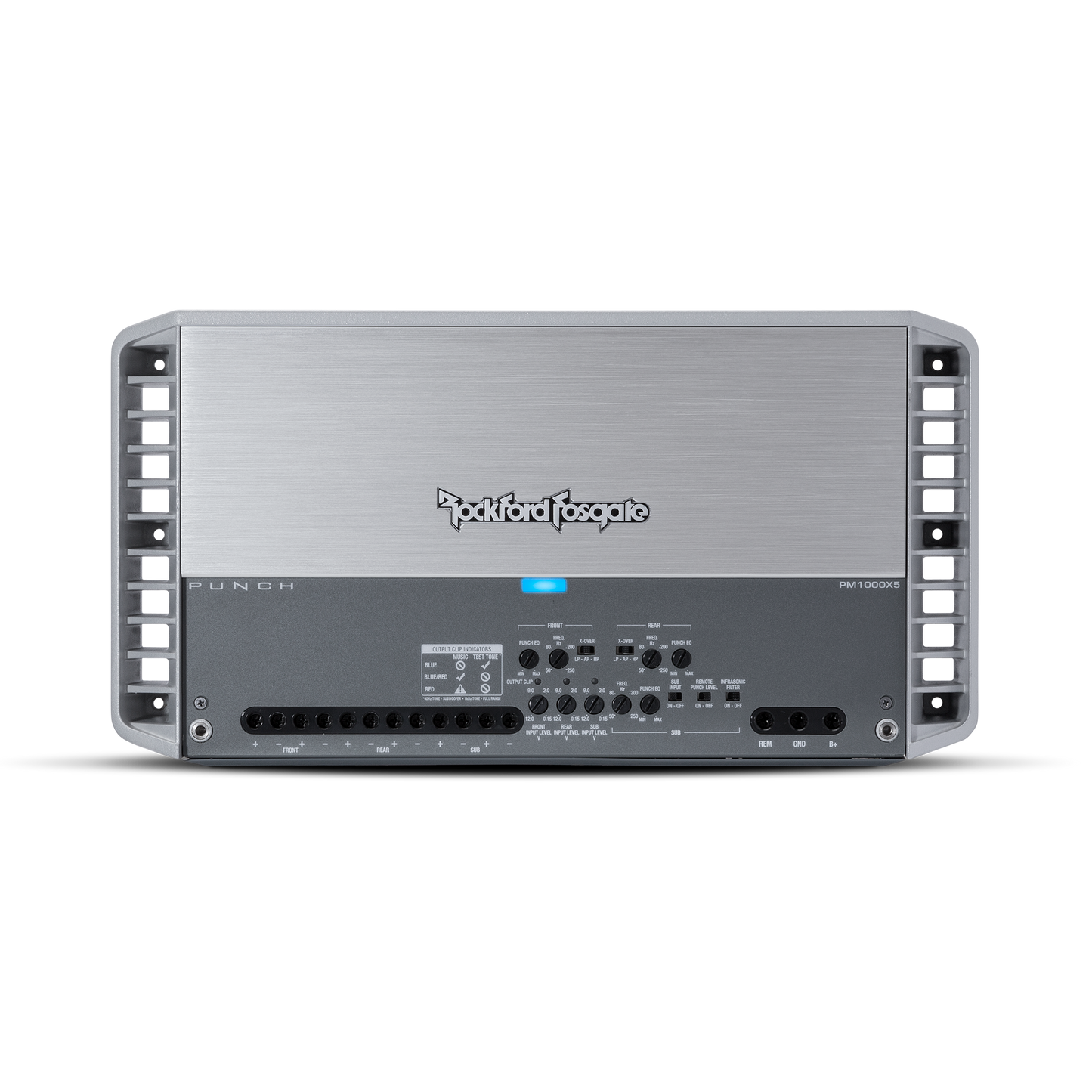 PM1000X5 ROCKFORD 5CH MARINE AMPLIFIER (75Wx4+150Wx1@4OHM/125Wx4+300Wx1@2OHM/500Wx1@1OHM)